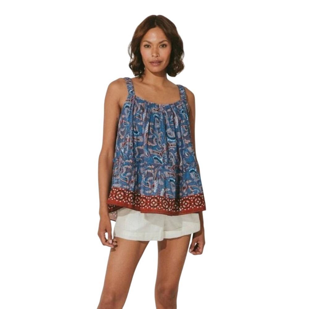 Cleobella Blue and Red Patterned Blouse